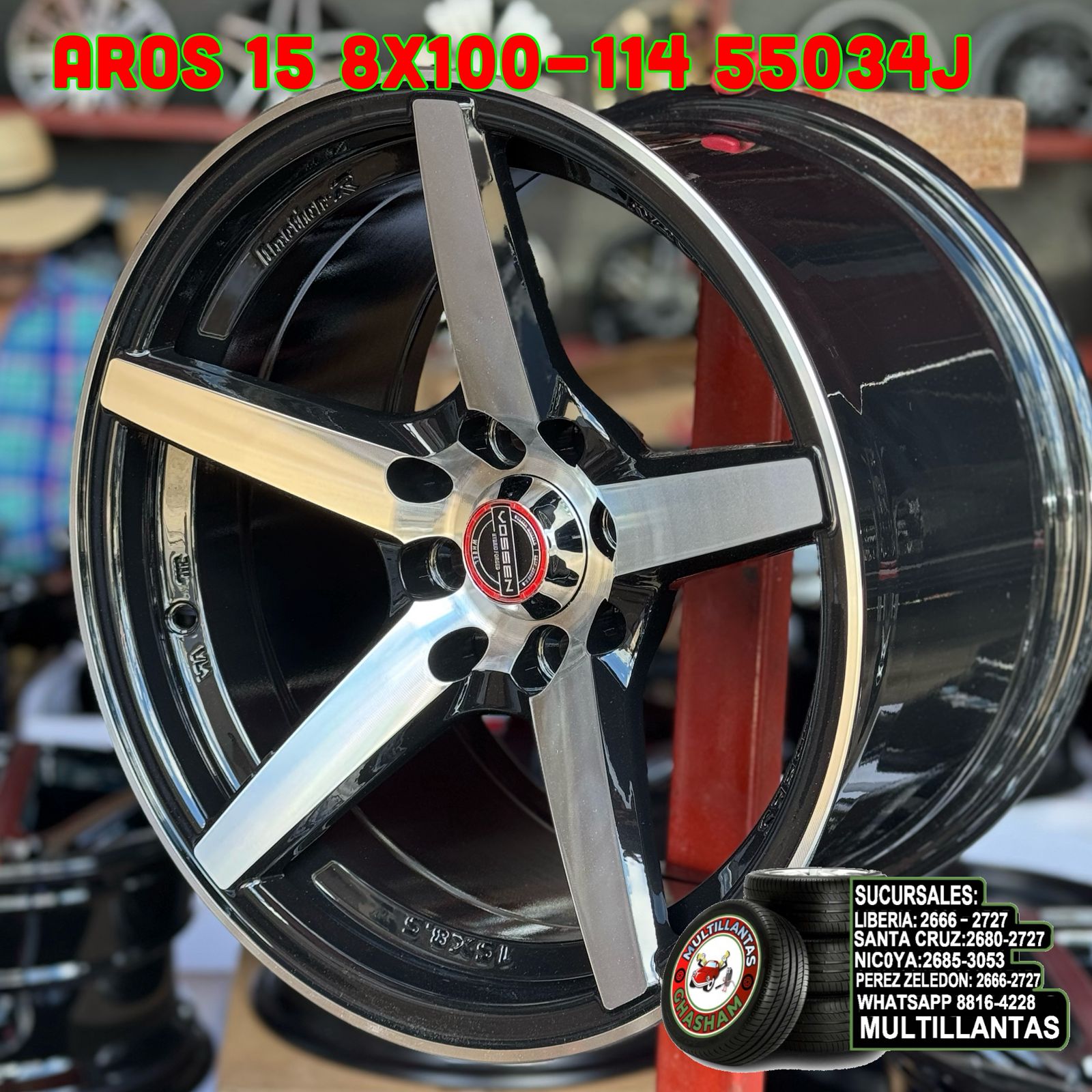 AROS # 15X8.5 8X100-114 ET15 BM 55034J