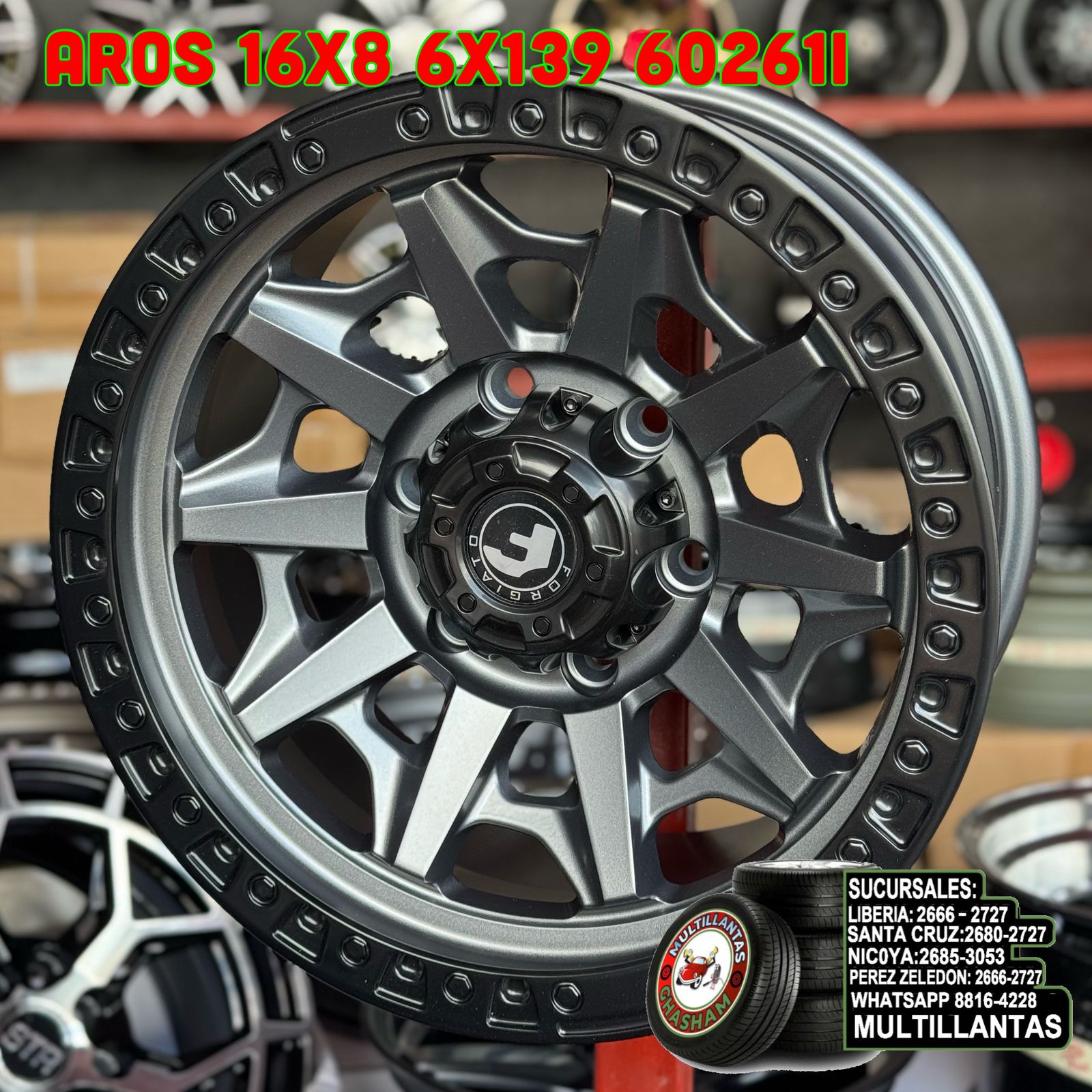 AROS # 16X8 6X139.7 ET0 GY-B 60261I